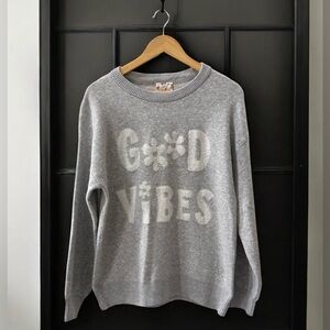 NWT Hippie Rose Gray White Good Vibes Sweater! Medium! NEW!